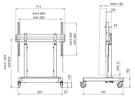 Mobilní stojan Vogel´s RISE 3205 s elektricky nastavitelnou výškou pro displeje 55" - 86", černý